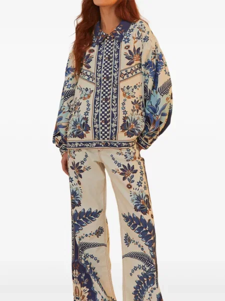 Spodnie Farm Rio z nadrukiem w tropikalny nadruk białe