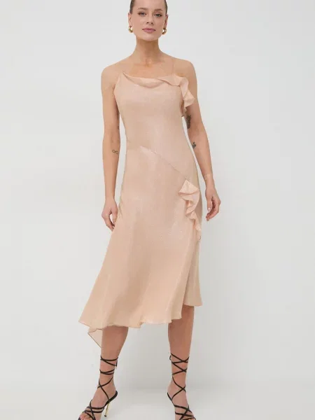 Victoria Beckham sukienka pomarańczowy midi rozkloszowana różowa