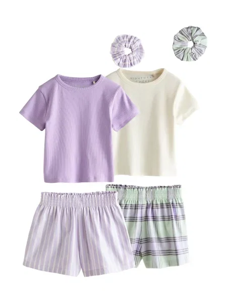 Next Pidžama set svijetložuta / menta / lavanda bijela
