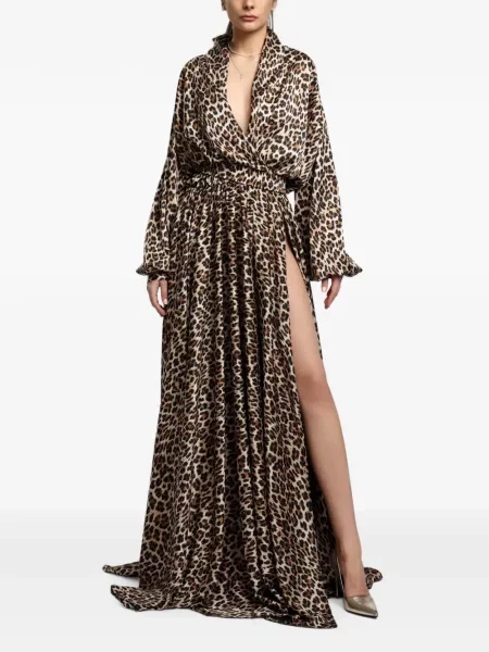 Rochie maxi Miau By Clara Rotescu cu imagine cu model leopard