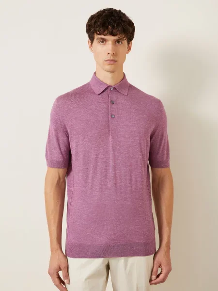 Zegna Pletená Polokošile S Hedvábím A Kašmírem růžová