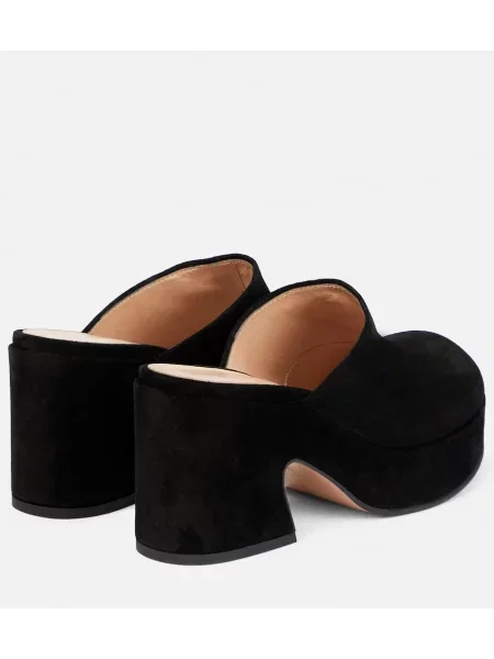 Saboți Gianvito Rossi din piele de căprioară cu platformă negru