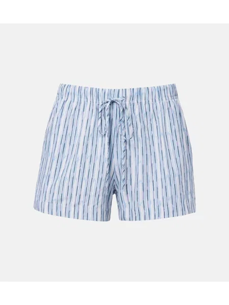 Pantaloni scurți Velvet de catifea cu dungi albastru