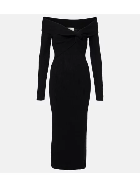 Volnena midi obleka Roland Mouret črna