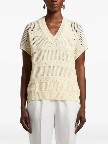 Top Peserico cu decolteu în V galben