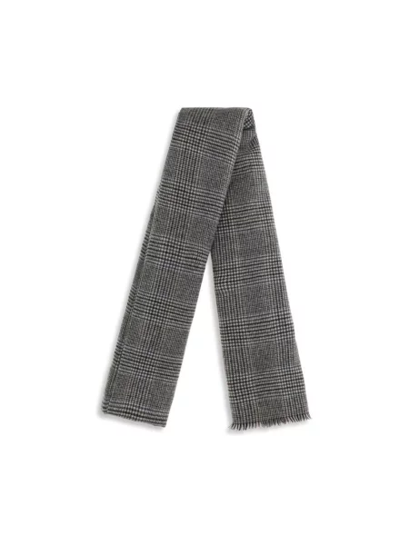 Szal Brunello Cucinelli wełniana w kratę szara
