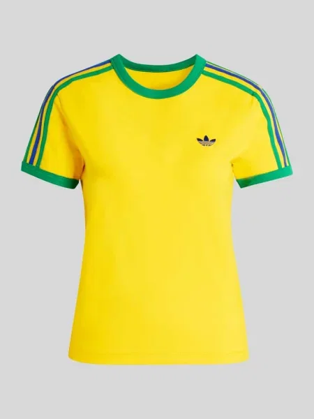 T-shirt o kroju slim fit z mieszanki bawełny Adidas Originals żółta