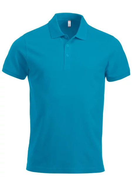 Clique Classic Lincoln S/S koszulka polo nowoczesny krój turkusowa – turquoise niebieska