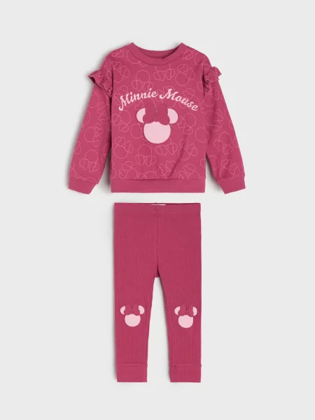 Sinsay komplet: mikina a legíny Minnie Mouse fialová