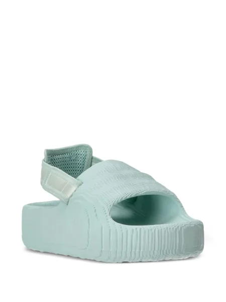 Sneakerși Adidas Adilette cu dungi din piele de căprioară slingback verde