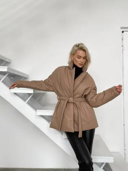 Кожаная куртка Milirud бежевая