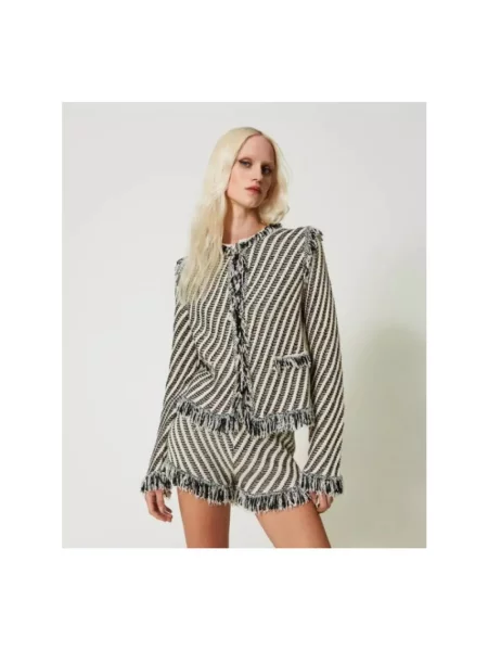 Kurtka Twinset w paski z paskiem
