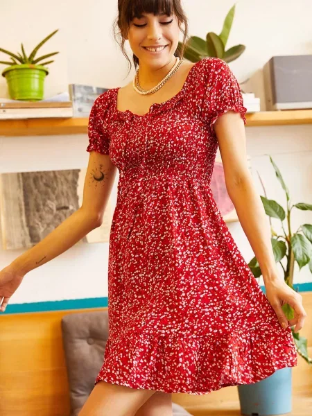 Olalook Rochie maro / galben / roșu alb