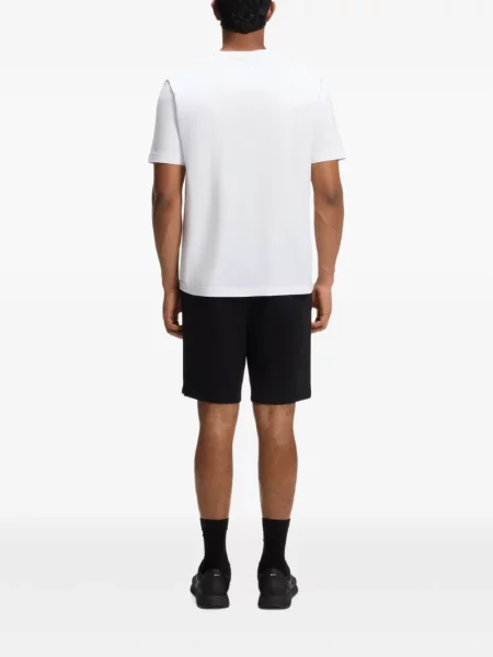 Tricou Boss stretch cu autograf alb