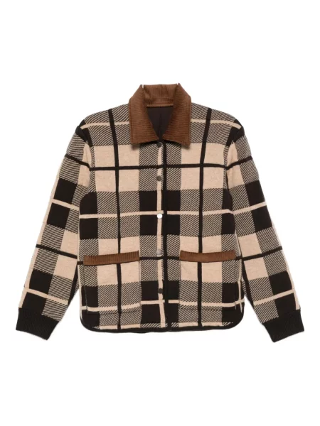 Pikowana kurtka Guest In Residence w kratkę brązowa