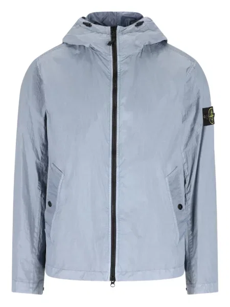Geacă Stone Island cu glugă cu strasuri albastru