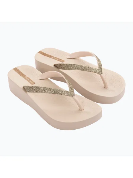 Șlapi pentru femei Ipanema Mesh Chic Plat beige/glitter bej