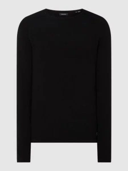 Sweter z dzianiny z naszywką z logo model ‘HILL’ Jack & Jones czarny