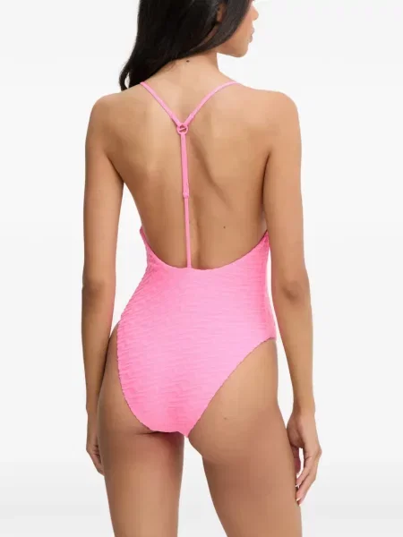 Slip de baie Nike cu imagine cu cordon din jacard roz