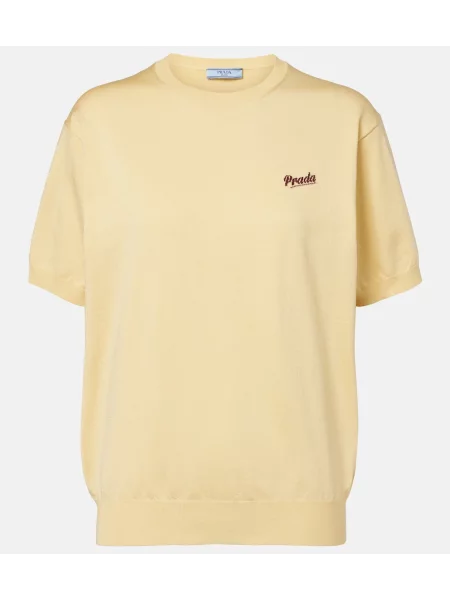 Top Prada de mătase cu autograf galben