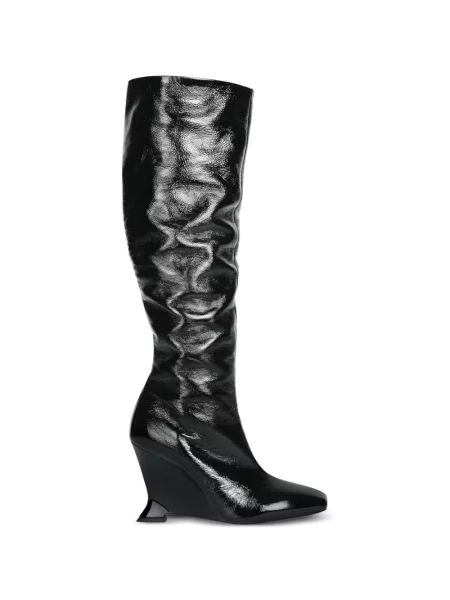 Botine Balmain din piele cu pană negru