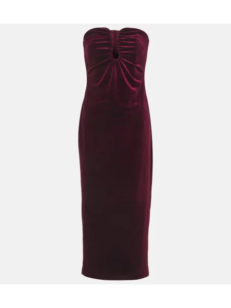 Rochie midi Self-portrait de catifea până la genunchi de costum roșu