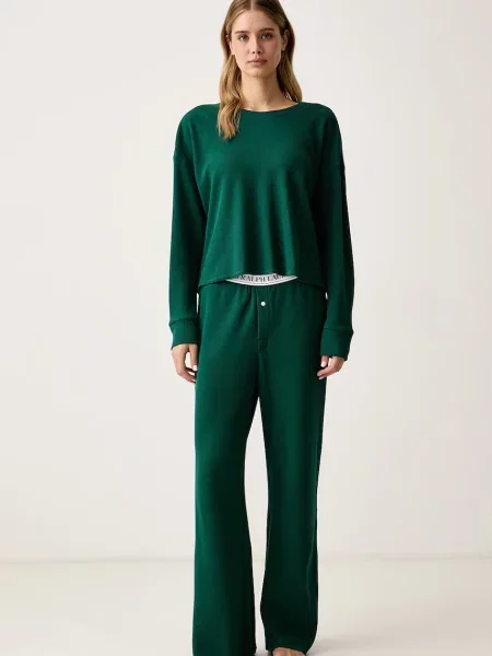 Polo Ralph Lauren dvoudílné pyžamo s bavlnou zelené