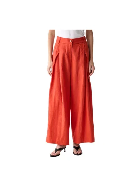 ViCOLO spodnie culottes lniane pomarańczowe