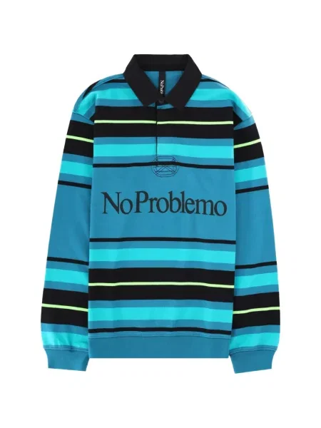 Tricou polo No Problemo cu dungi albastru