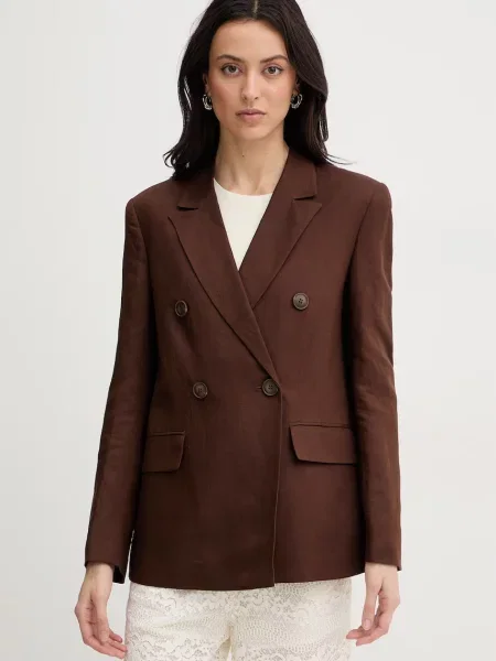Twinset sacou cu un singur rând de pentru femei din in maro