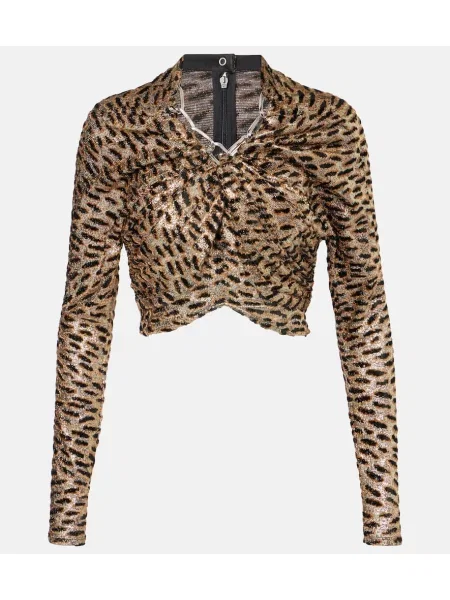 Top Rabanne z nadrukiem w tygrysie prążki złoty