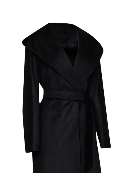 Cu centură palton Max Mara cu glugă negru