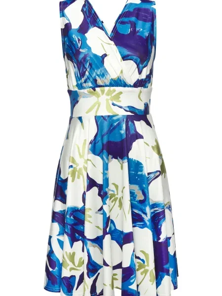 VIVANCE Obleka modra / svetlo zelena / temno liila / off-bela bela