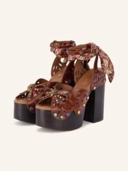 Kurt Geiger Sandály Na Platformě S Ozdobnými Kamínky tmavě hnědá