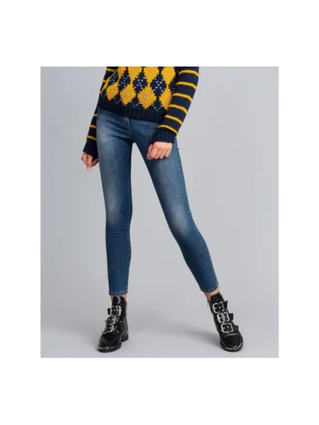 Skinny jeansy skinny Twinset niebieskie