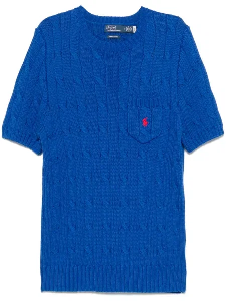 Плетена поло тениска Polo Ralph Lauren на райета синьо