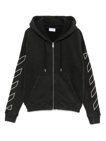 Суичър с качулка Off-white с принт бяло