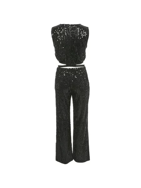 Pantaloni Maje cu paiete negru