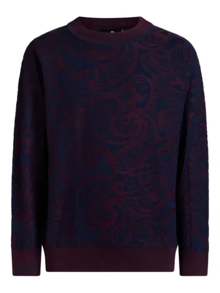Pulover Etro cu model paisley din jacard albastru