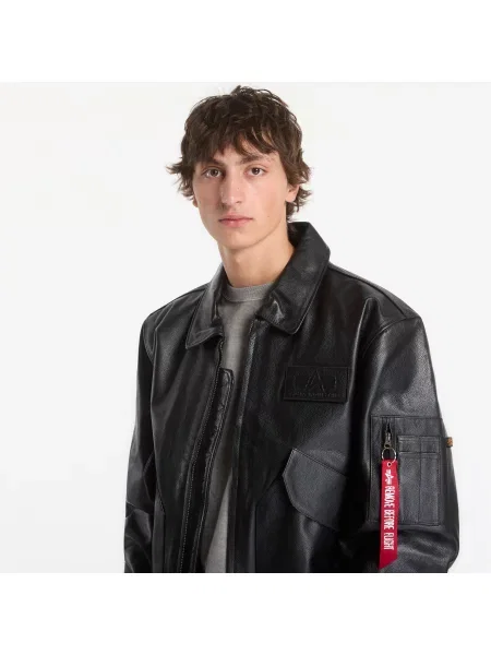 Ретро кожено яке Alpha Industries черно
