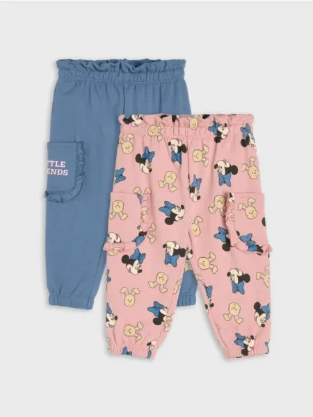 Sinsay jogger kalhoty s volány 2 pack Minnie Mouse mid blue modré