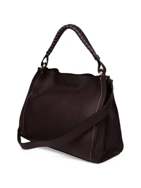 Δερμάτινη τσάντα shopper Visona` καφέ