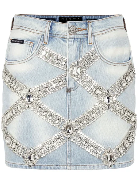 Mała mały spódnica jeansowa Philipp Plein niebieska