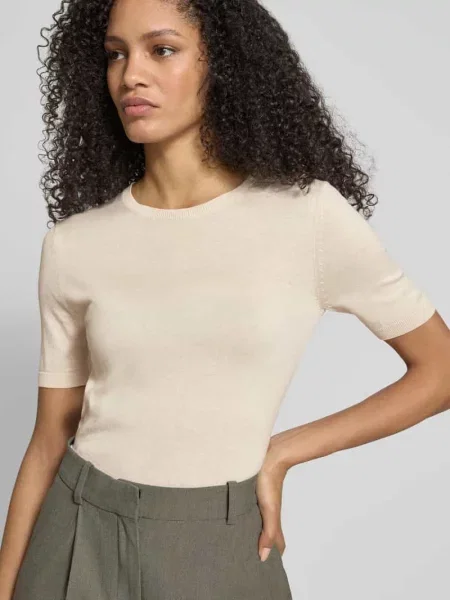 Sweter z dzianiny z mieszanki jedwabiu i bawełny w kroju slim fit model GABARRA' Weekend Max Mara biały