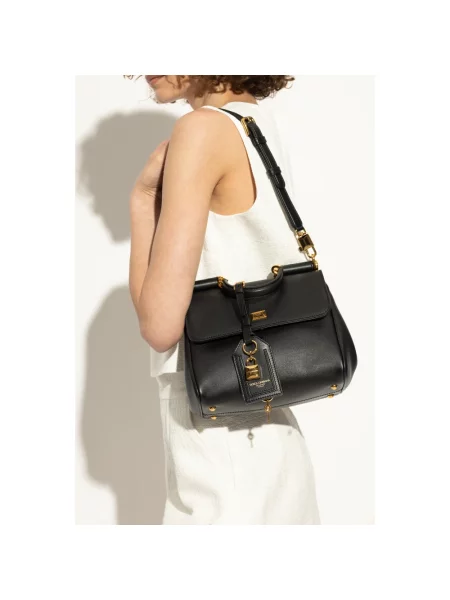 Torebka Dolce And Gabbana z klapami czarna