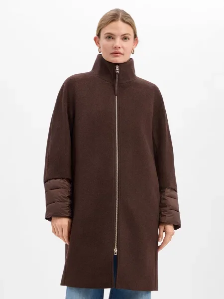 Płaszcz pikowany z mieszanki wełny o kroju regular fit model Carmila' Joop! brązowy