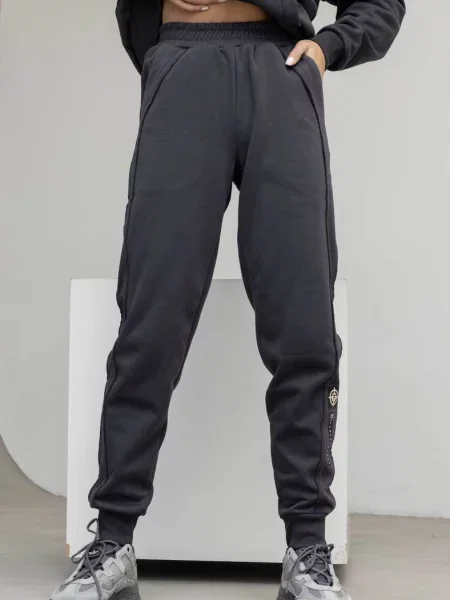 Брюки с высокой посадкой сірі