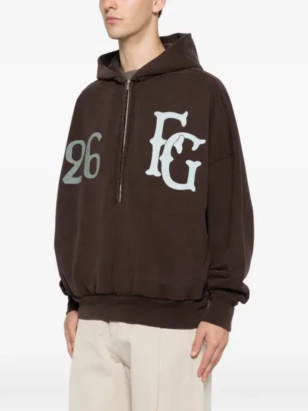 Суичър с качулка Fear Of God с принт кафяво