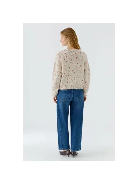 Dzianinowy sweter Oui beżowy