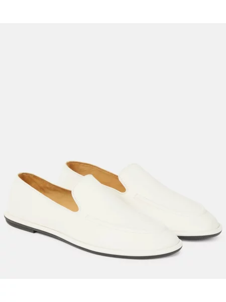 Pantofi loafer The Row din piele alb